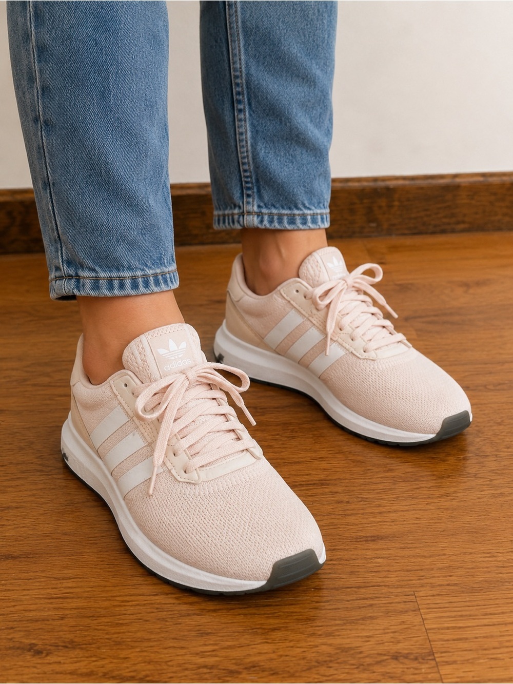 Adidas Running Shoes Women’s Pink White Athletic Sneakers Size 5